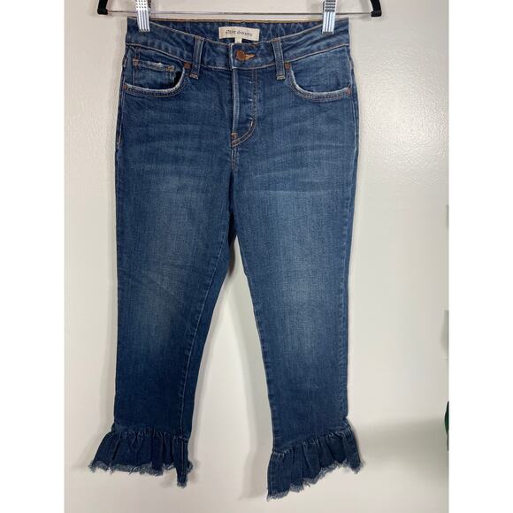 Revolve Ei8ht Dreams Denim Crop Flare Jeans 24 Boho Fray Festival - Picture 1 of 10